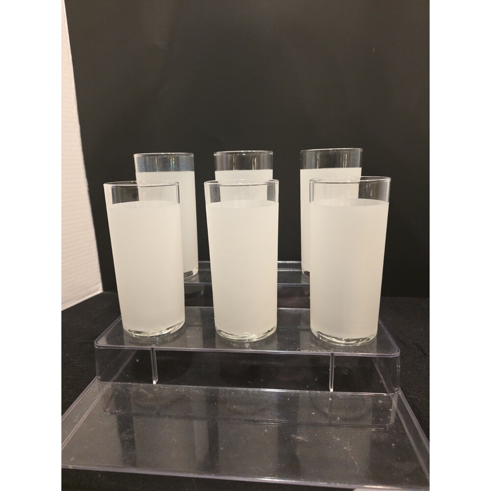 Vintage Libbey Frosted Highball Glasses - Dominion White - MCM Barware